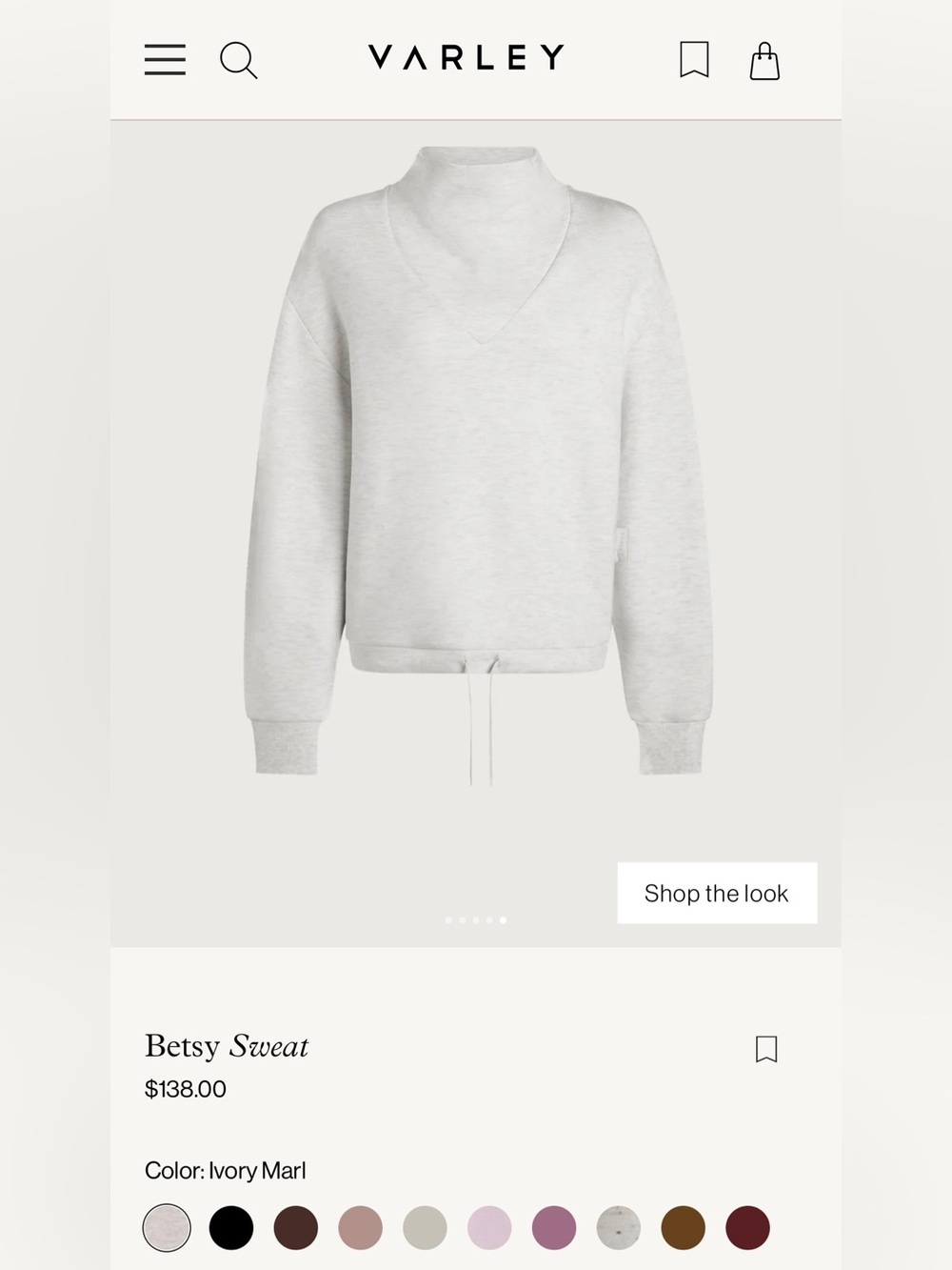 Varley Betsy Sweatshirt - Ivory Marl